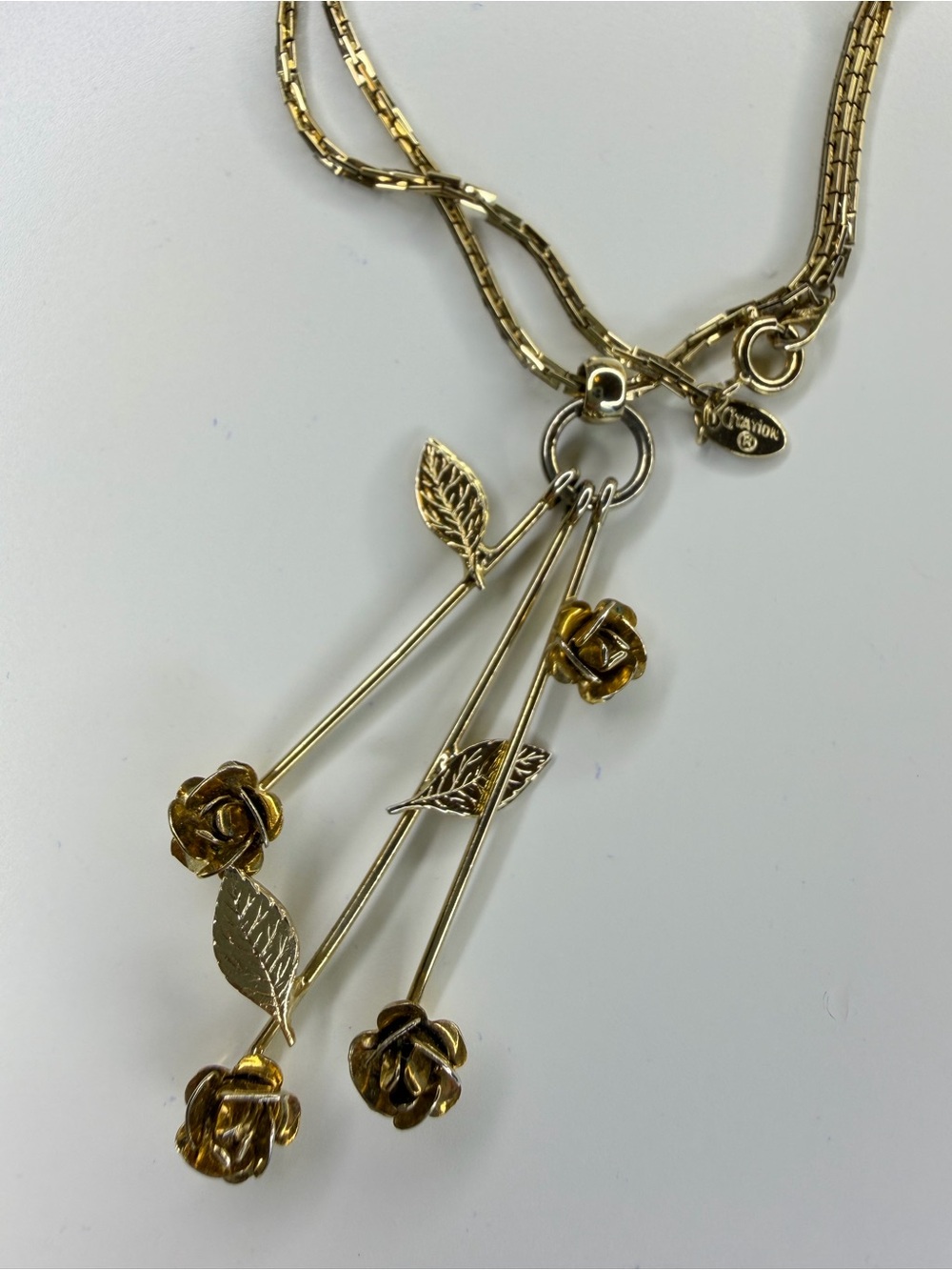Vintage Gold Citation Roses Necklace